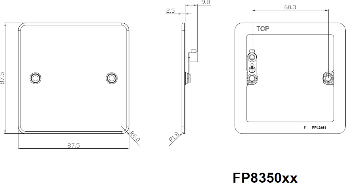 Brushed Chrome 1G Blanking Plate Angle View
