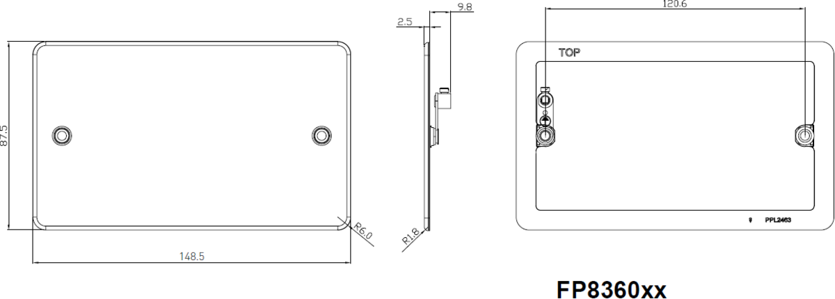 Flat Plate 2G Blanking Plate - Pearl