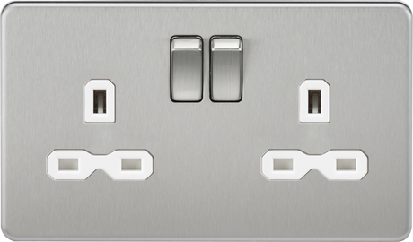 13A 2G DP Switched Socket with Twin Earths - Brushed Chrome