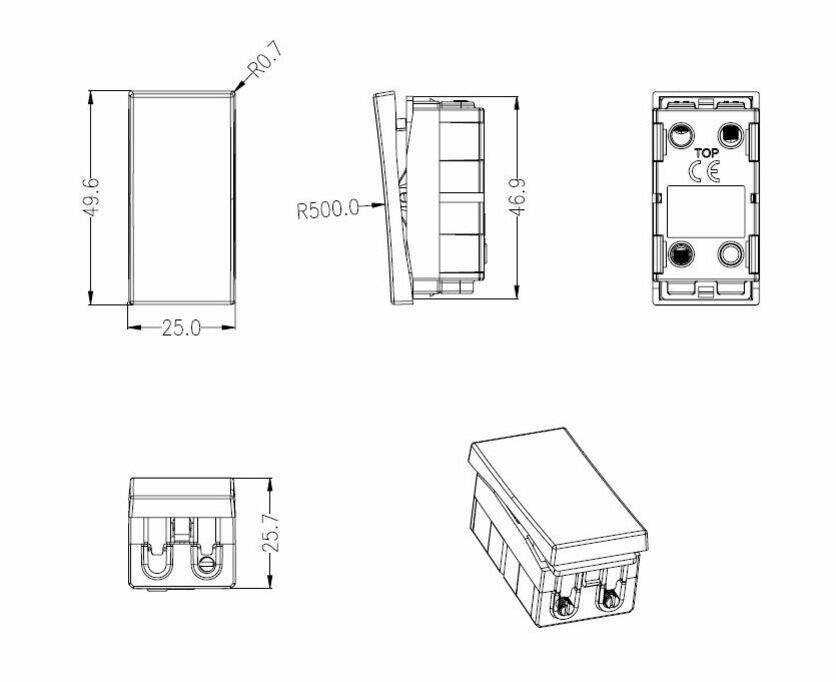 20AX 1G 2-way Modular Switch - Black image