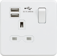 13A 1G Switched Socket with Dual USB A+A - Matt White