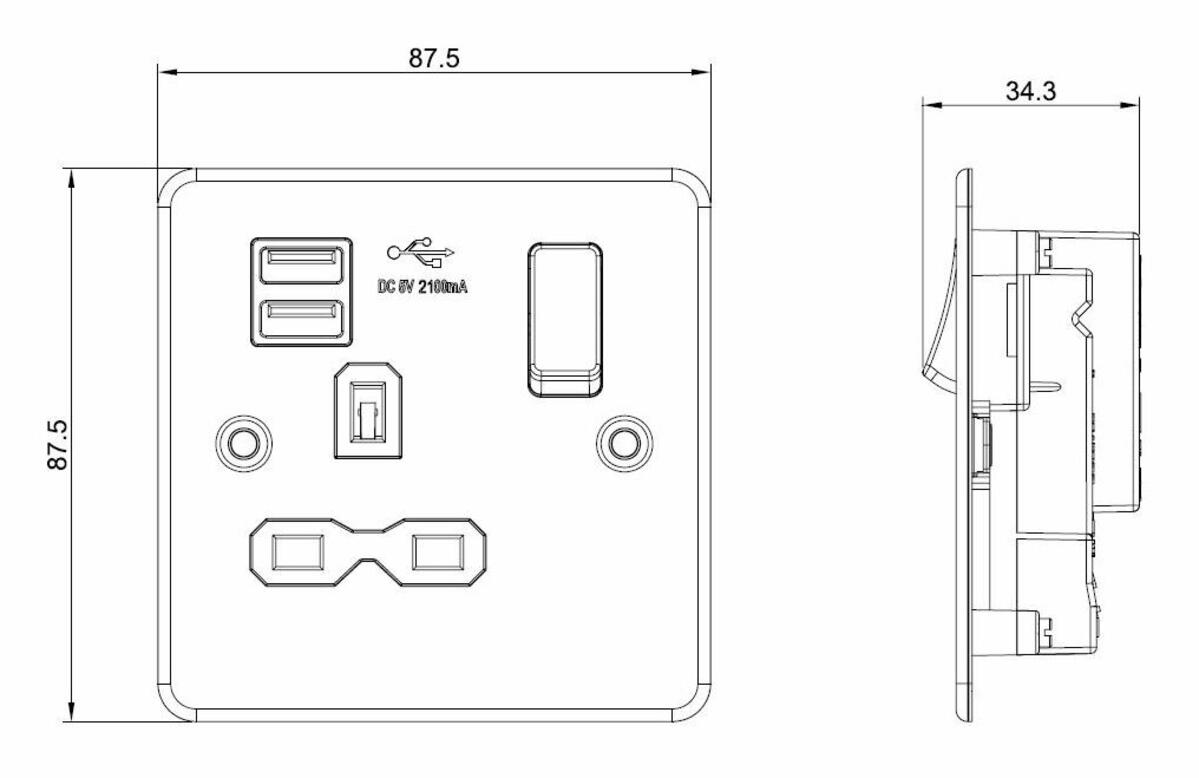 Additional view of Polished Chrome 13A Switched Socket