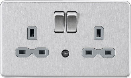 13A 2G DP Switched Socket with Night Light Function - Brushed Chrome