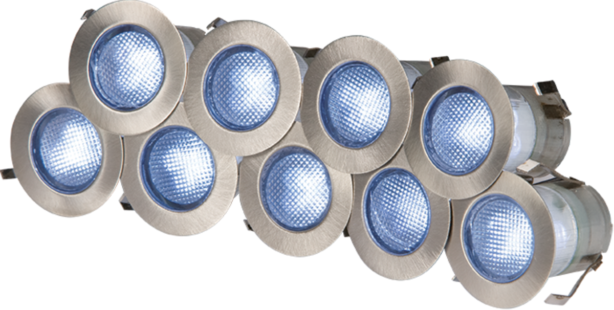 IP65 230V 10x 0.2W Blue LED Kit - Stainless Steel Bezel