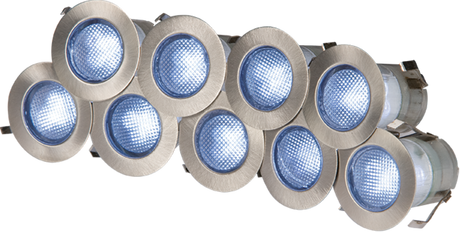IP65 230V 10x 0.2W Blue LED Kit - Stainless Steel Bezel