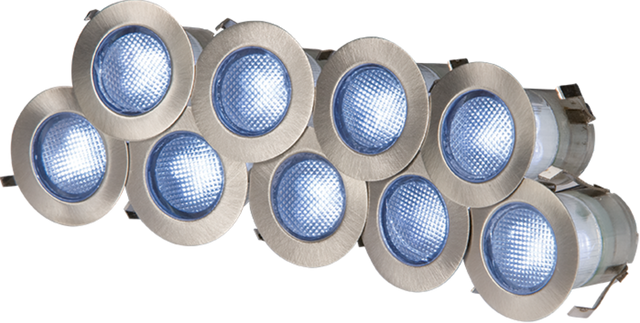 IP65 230V 10x 0.2W Blue LED Kit - Stainless Steel Bezel