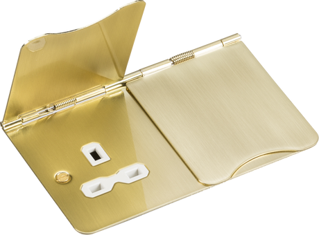 13A 2G Unswitched Floor Socket - Brushed Brass with White Insert