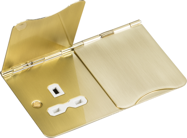 13A 2G Unswitched Floor Socket - Brushed Brass with White Insert