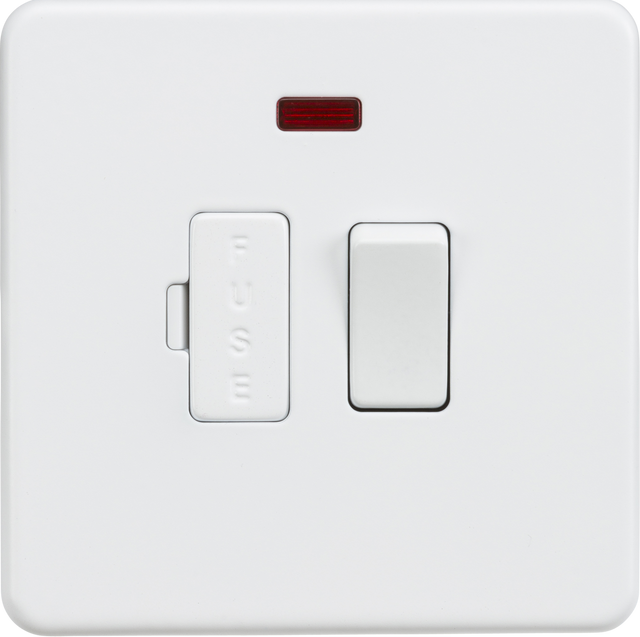 13A Switched Fused Spur Unit with Neon - Matt White