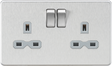 13A 2G DP Switched Socket - Brushed Chrome with Grey Insert