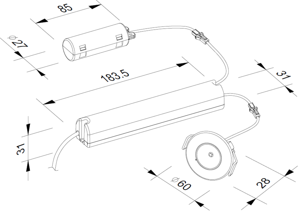 230V IP20 3.5W LED Self-test Emergency Downlight - Alternative Image