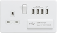 13A Switched Socket with Quad USB-A - Matt White