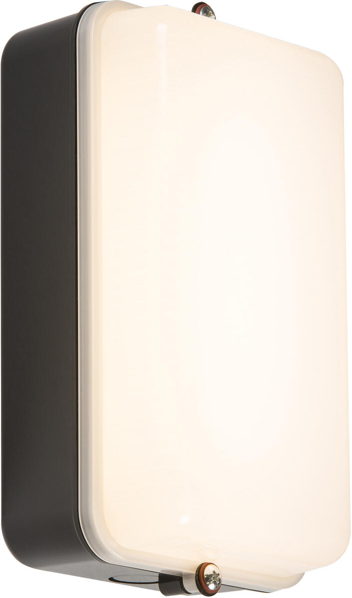 230V IP54 5W LED Security Amenity Bulkhead Black Base Opal Diffuser