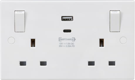 13A 2G SP Switched Socket with Dual USB A+C - SN9003