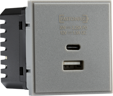 Dual USB A+C Charger Module (20V DC 2.25A Max. 45W) - Grey