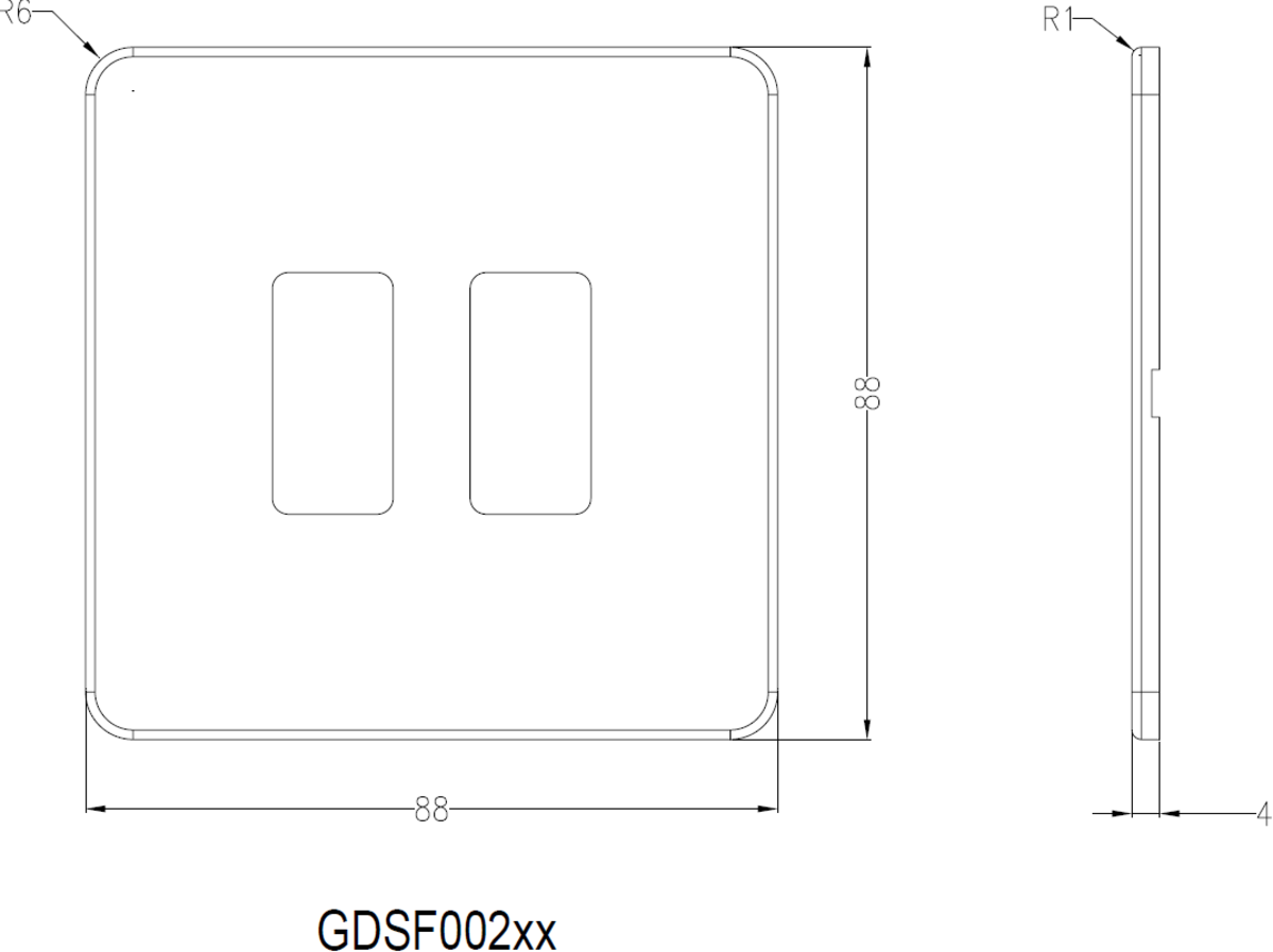 Alternate view of Screwless 2G Grid Faceplate - Matt White
