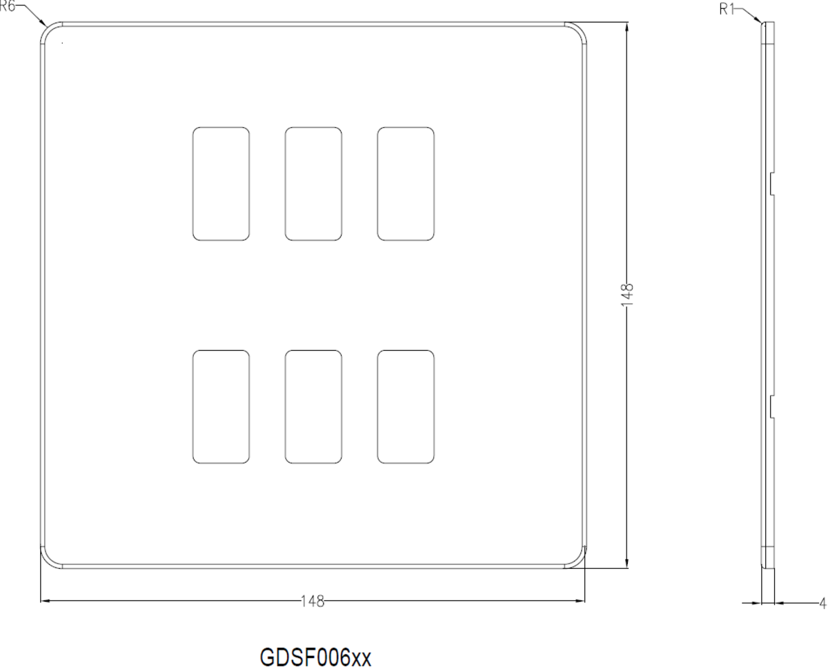 Screwless 6G Grid Faceplate - Brushed Chrome Alternative View