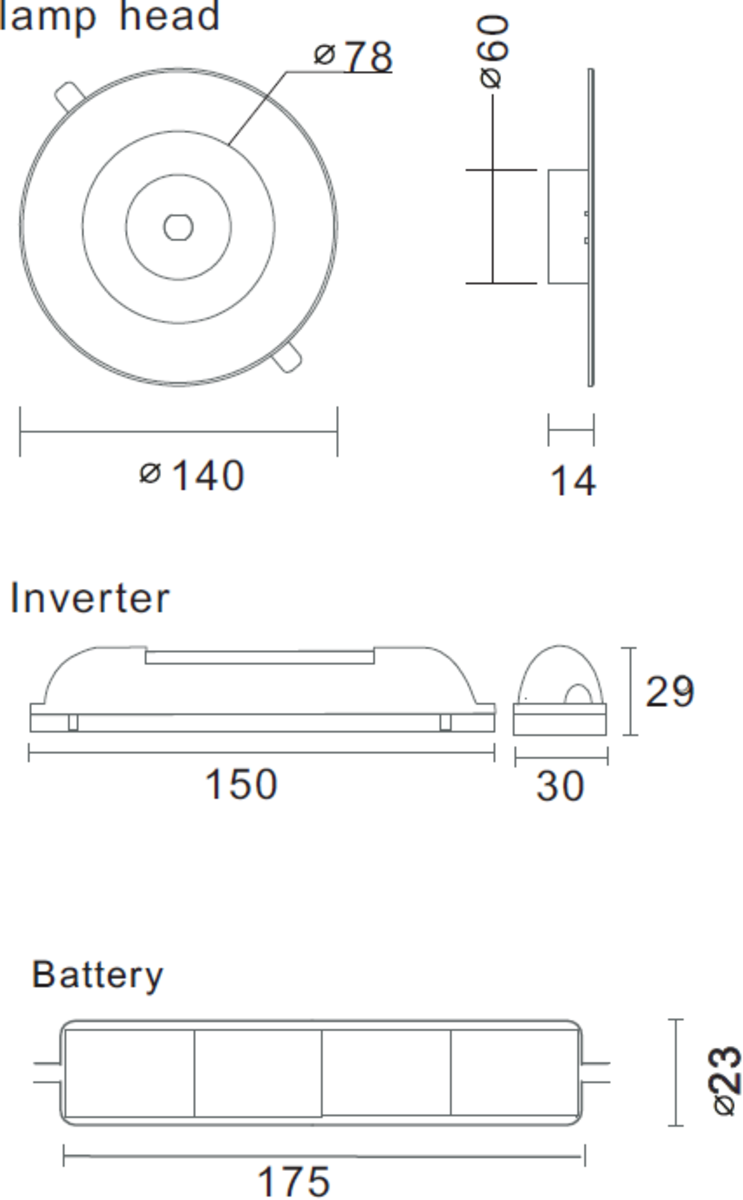 Alternate view of 3W LED Emergency Downlight Non-Maintained