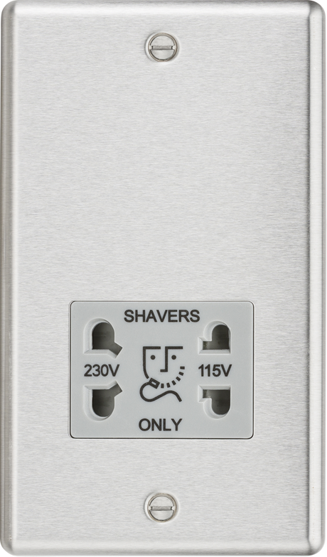 ML Accessories 115/230V Dual Voltage Shaver Socket in Brushed Chrome with Grey Insert