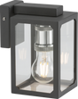 230V IP23 E27 Wall Lantern - Anthracite, Stainless Steel with Clear Glass