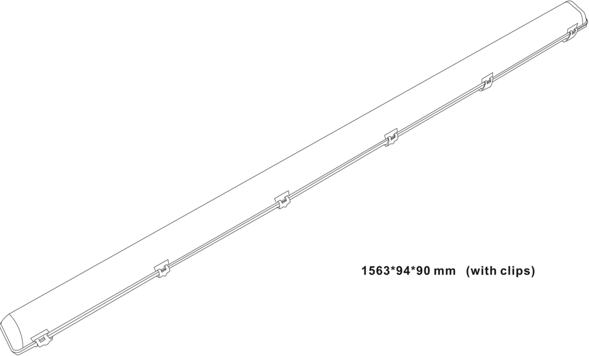 230V 5ft 29W LED Non-Corrosive Emergency Fitting Side View