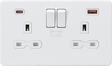 ML Accessories 13A 2G DP Switched Socket with Dual USB A+C, Fastcharge - Matt White