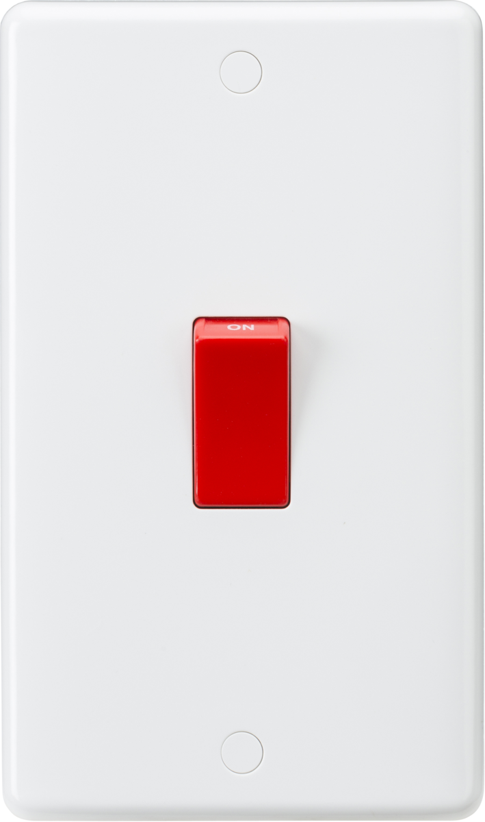 Knightsbridge 45A DP Switch (2G size) with Red Rocker, White Finish