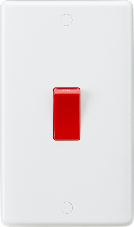 Knightsbridge 45A DP Switch (2G size) with Red Rocker, White Finish