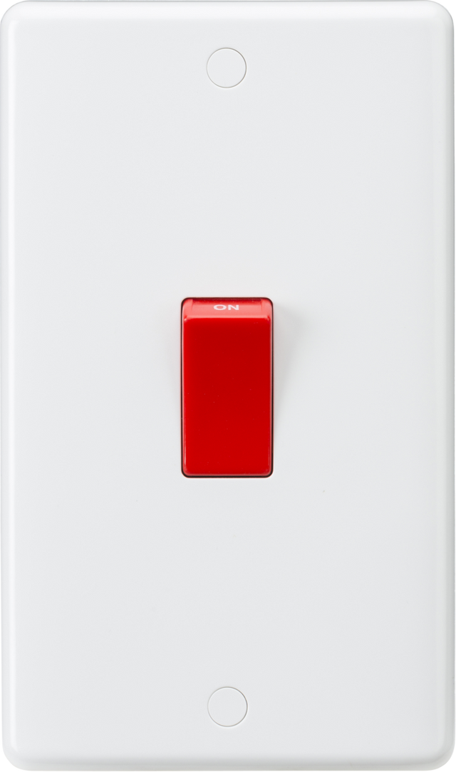 Knightsbridge 45A DP Switch (2G size) with Red Rocker, White Finish
