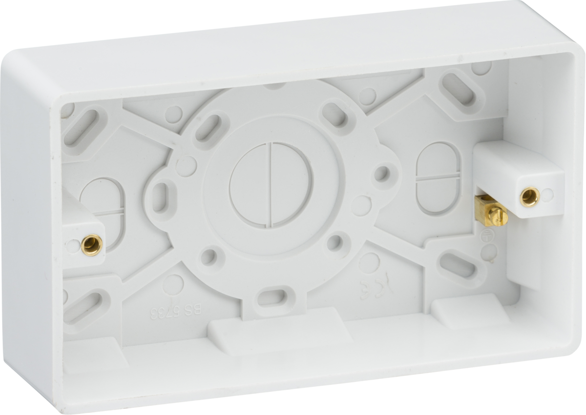Knightsbridge Double 35mm Pattress Box with Earth Terminal, Curved Edge