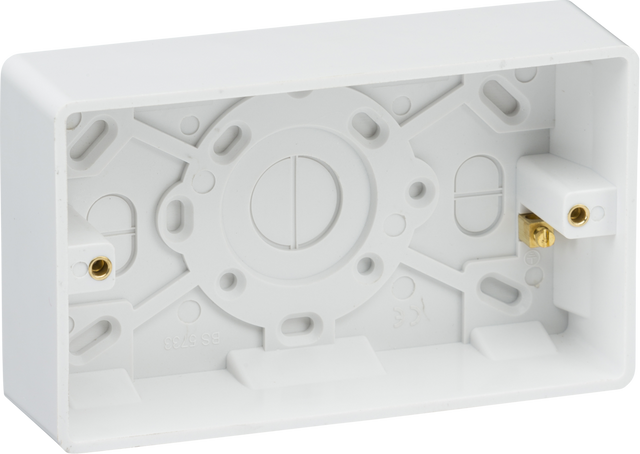 Knightsbridge Double 35mm Pattress Box with Earth Terminal, Curved Edge