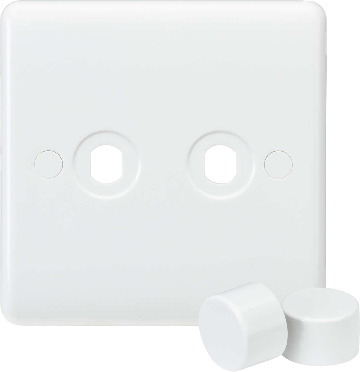 Knightsbridge 2G Dimmer Plate with 2 Matching Caps - White Finish