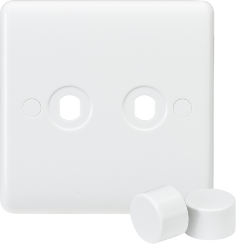 Knightsbridge 2G Dimmer Plate with 2 Matching Caps - White Finish