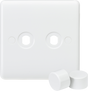 Knightsbridge 2G Dimmer Plate with 2 Matching Caps - White Finish