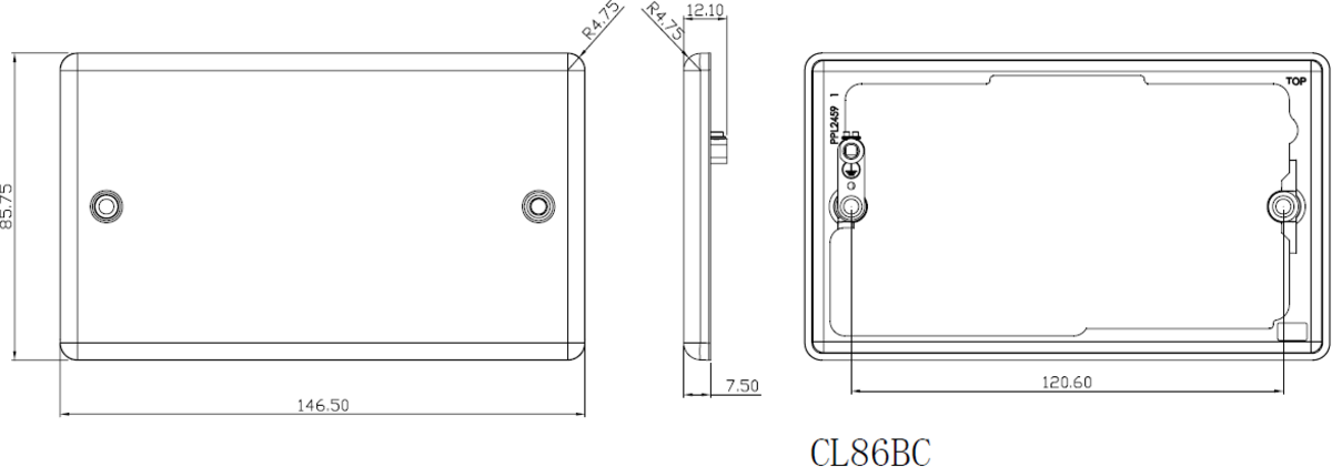 2G Blanking Plate - Matt Black, Side View