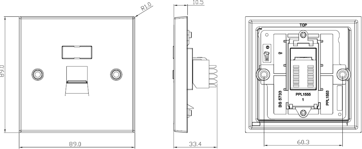 Antique Brass RJ45 Network Outlet