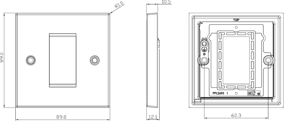 1G Modular Faceplate - Square Edge Design