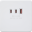 230V Triple USB Charger Plate - Matt White