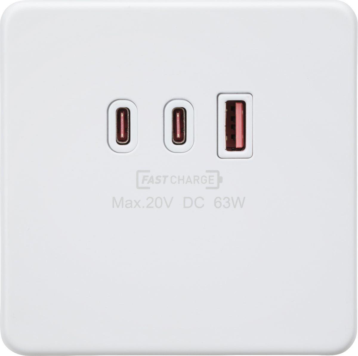 230V Triple USB Charger Plate - Matt White