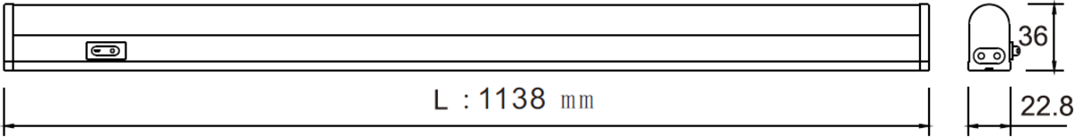 230V 18W LED Linkable Striplight showing detail