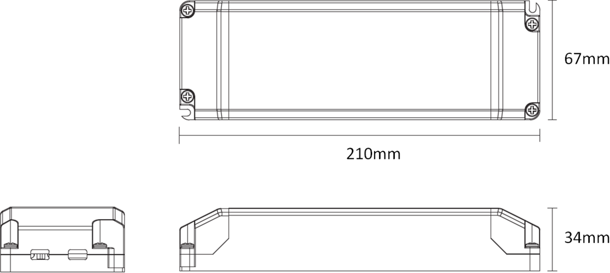 IP20 24V 100W DC Dimmable LED Driver Side View