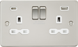13A 2G SP Switched Socket with Dual USB A+C - Pearl with White Insert