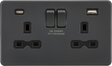 13A 2G SP Switched Socket with Dual USB A+C - Anthracite