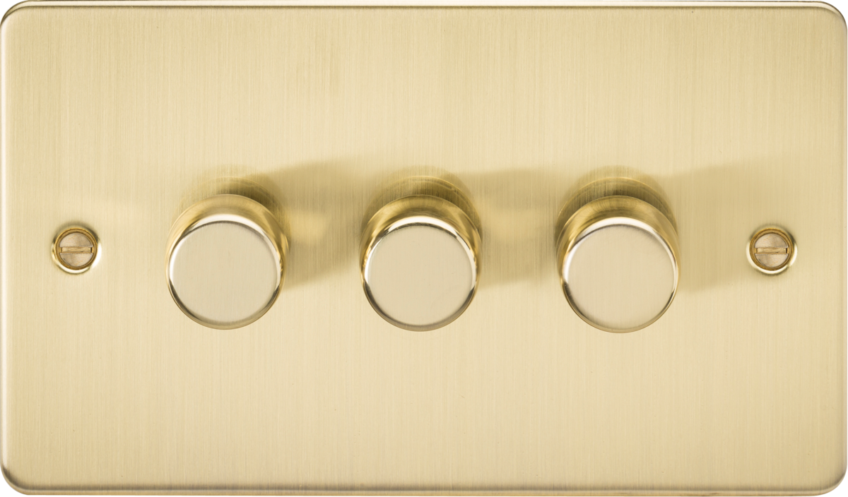 Brushed Brass 3G 2-Way Intelligent Dimmer - 10-200W (5-150W LED)