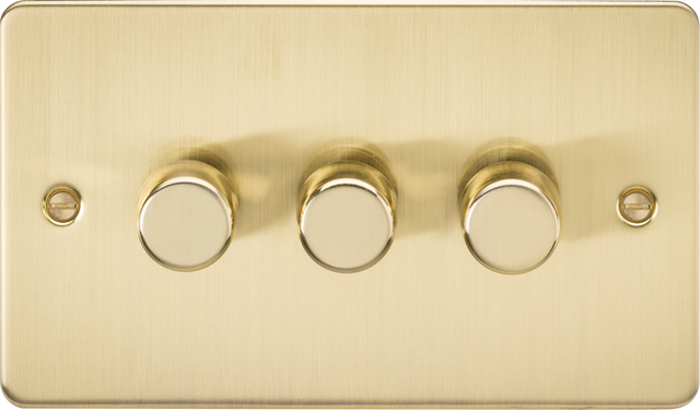 Brushed Brass 3G 2-Way Intelligent Dimmer - 10-200W (5-150W LED)