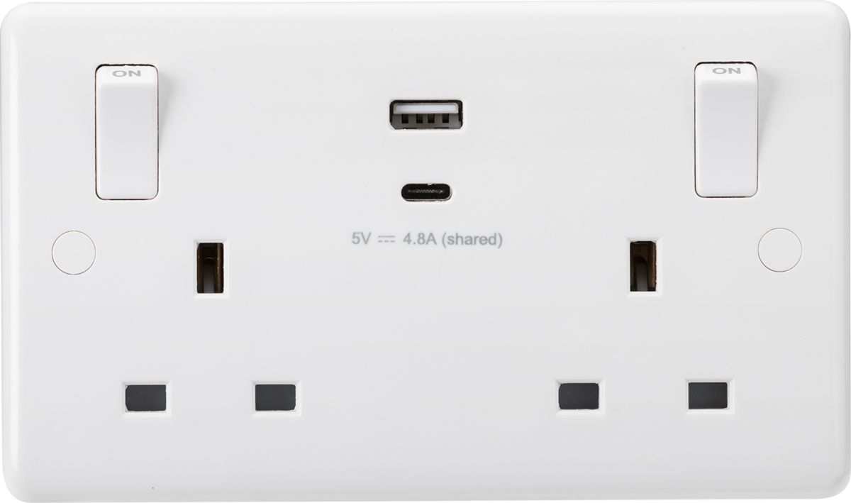 13A 2G Switched Socket with Dual USB A+C - CU9002