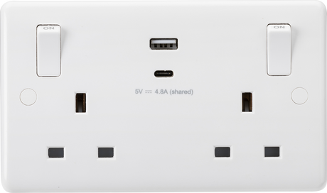13A 2G Switched Socket with Dual USB A+C - CU9002