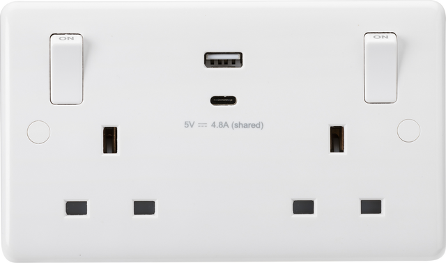 13A 2G Switched Socket with Dual USB A+C - CU9002