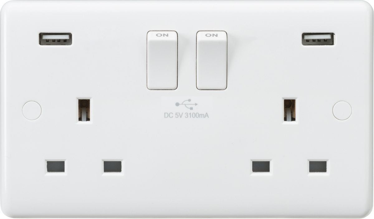 Knightsbridge 13A 2G SP Switched Socket with Dual USB Charger