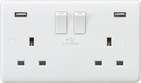 Knightsbridge 13A 2G SP Switched Socket with Dual USB Charger